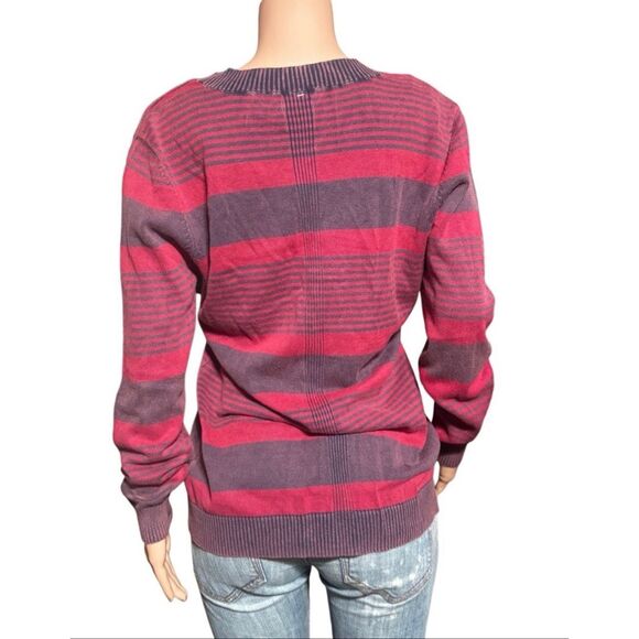 Pulp long sleeve v neck knit pullover stripe sweater top  L - Picture 6 of 6
